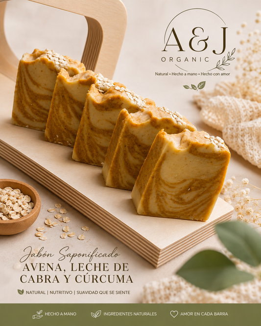 Jabón Saponificado de Avena, Leche de Cabra y Cúrcuma